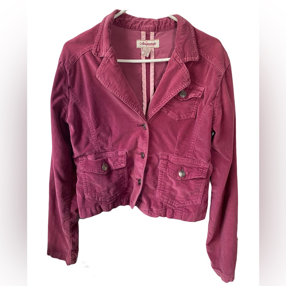 Aeropostale magenta velvet blazer - medium